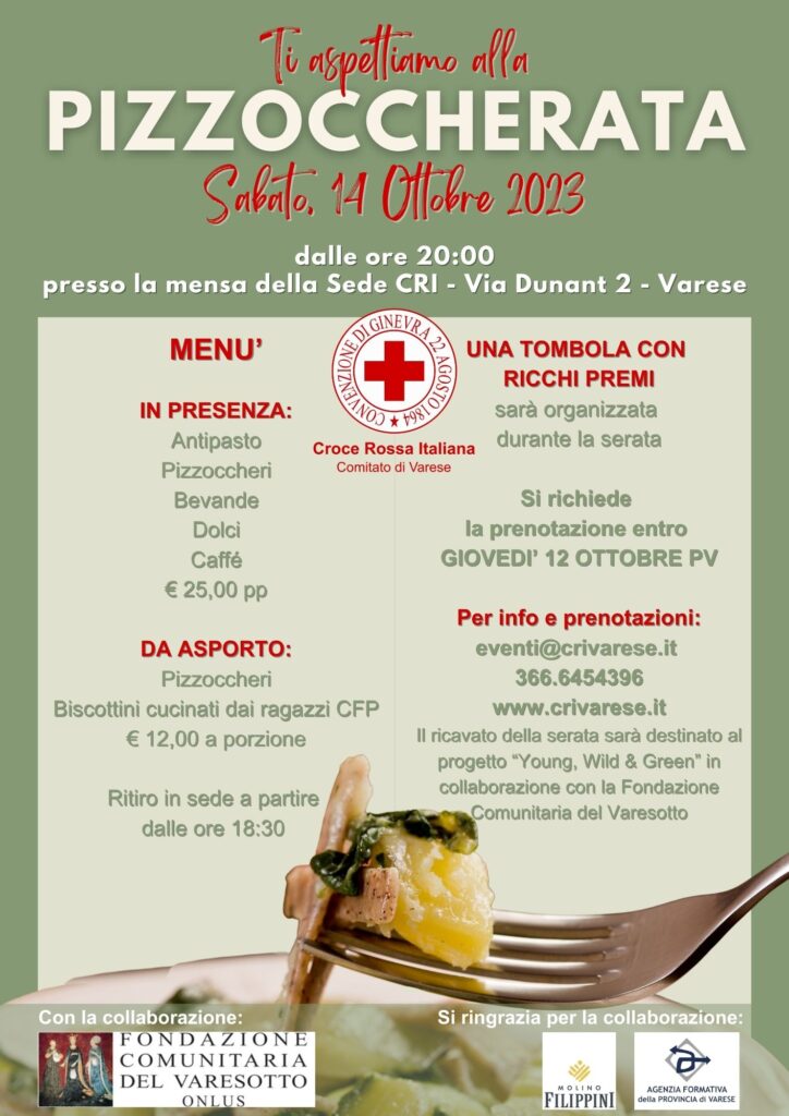 PIZZOCHERATA CON LA CROCE ROSSA DI VARESE @ Croce Rossa Italiana Comitato di Varese | Varese | Lombardia | Italia